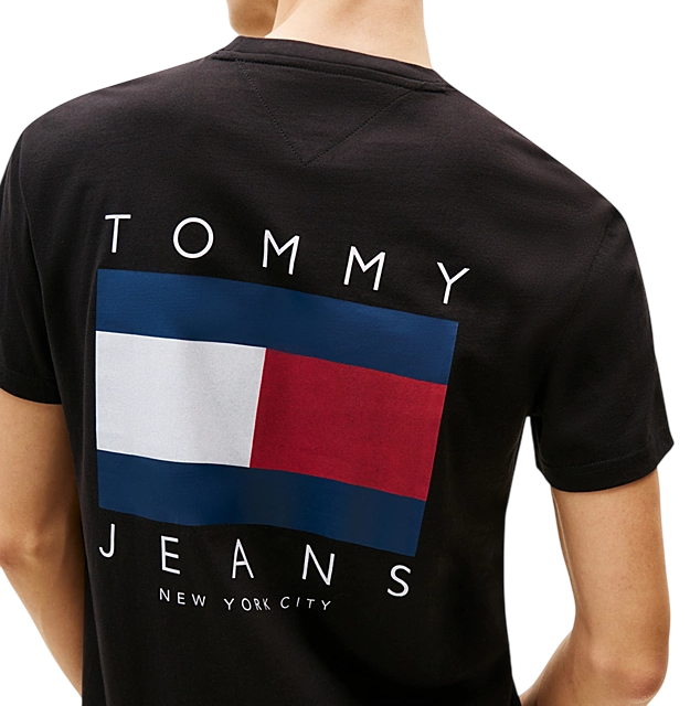 T-shirt da uomo con logo bandierina sul retro