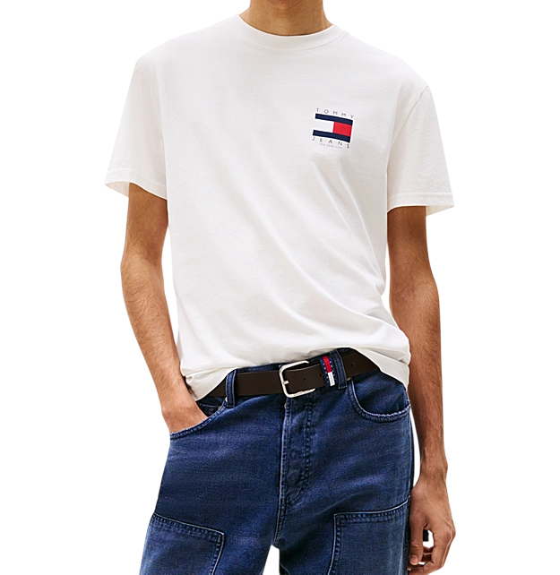T-shirt da uomo con logo bandierina sul retro