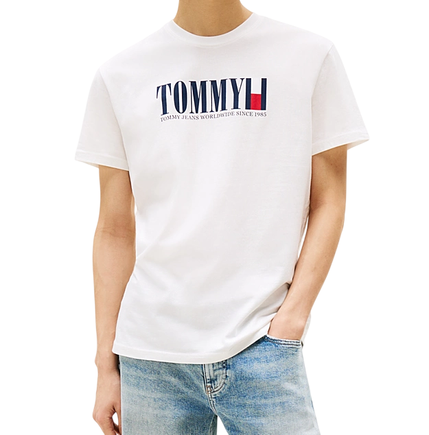 T-shirt da uomo bianca con logo