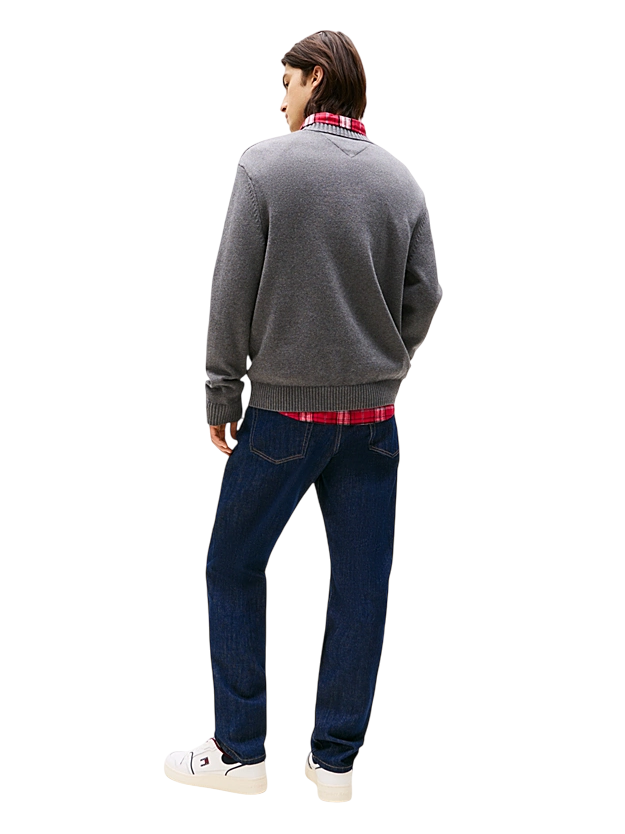 Pullover mélange con bandiera a intarsio