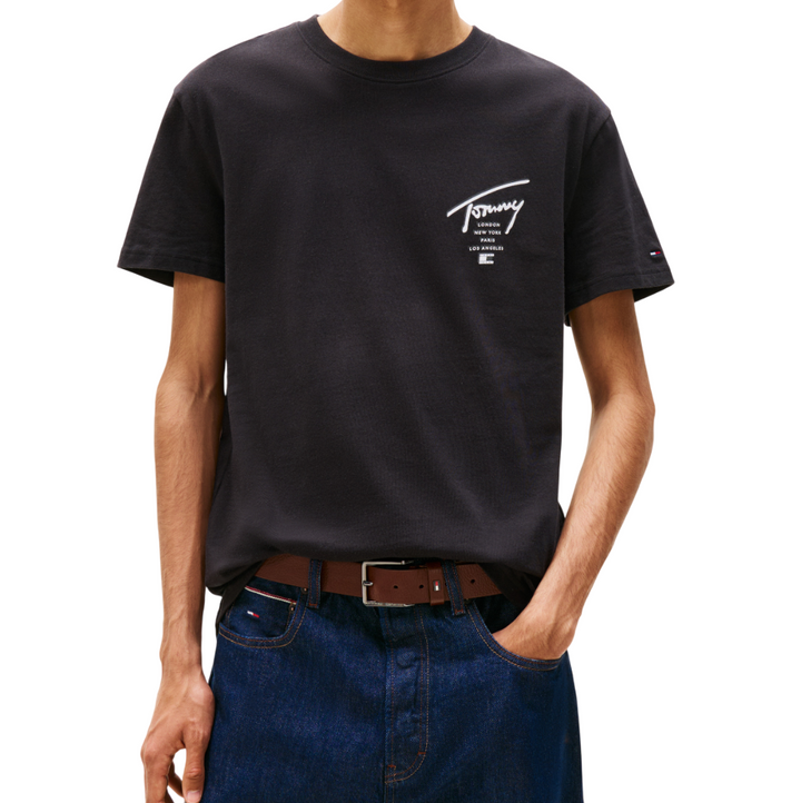 T-shirt da uomo nera con logo