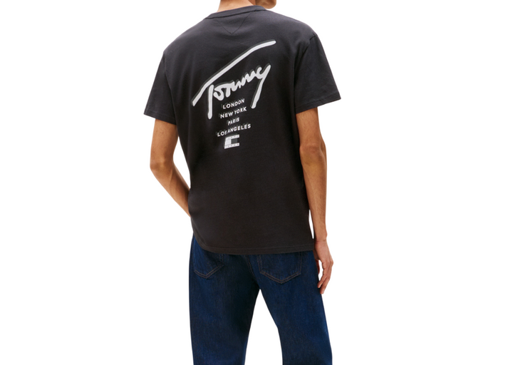 T-shirt da uomo nera con logo