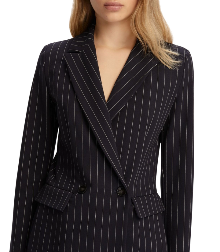 Blazer in jersey gessato blu notte