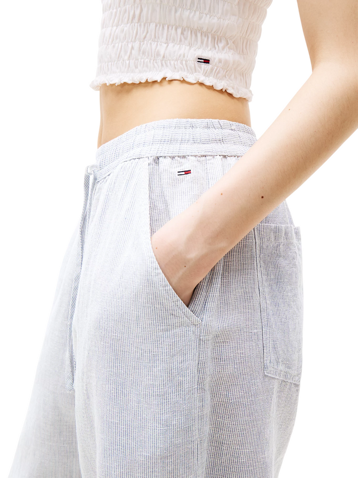 Pantaloni larghi in misto lino