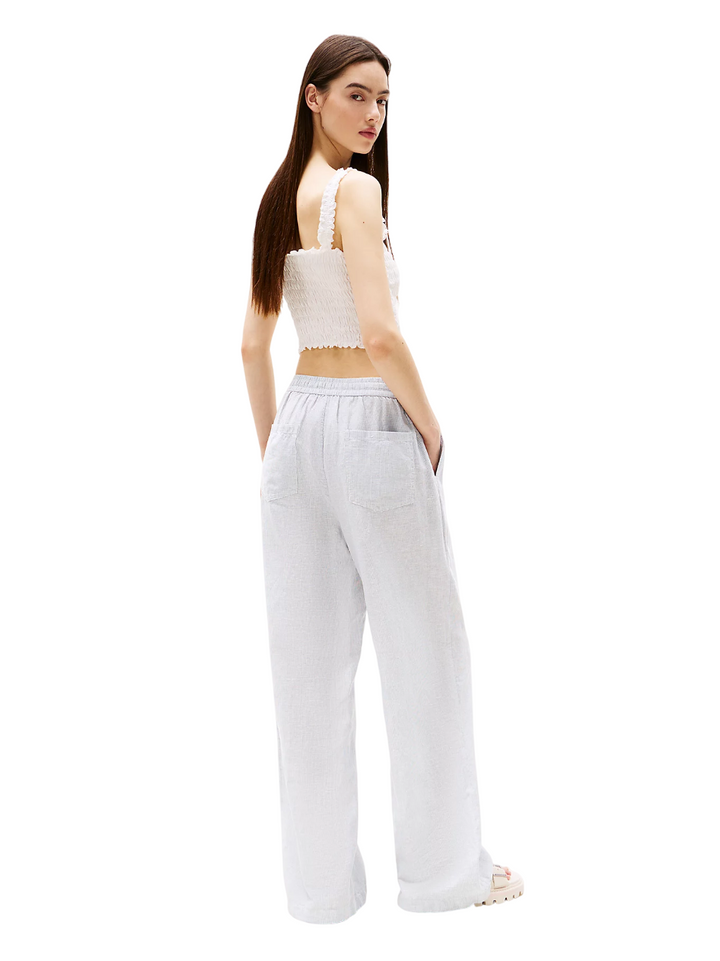 Pantaloni larghi in misto lino