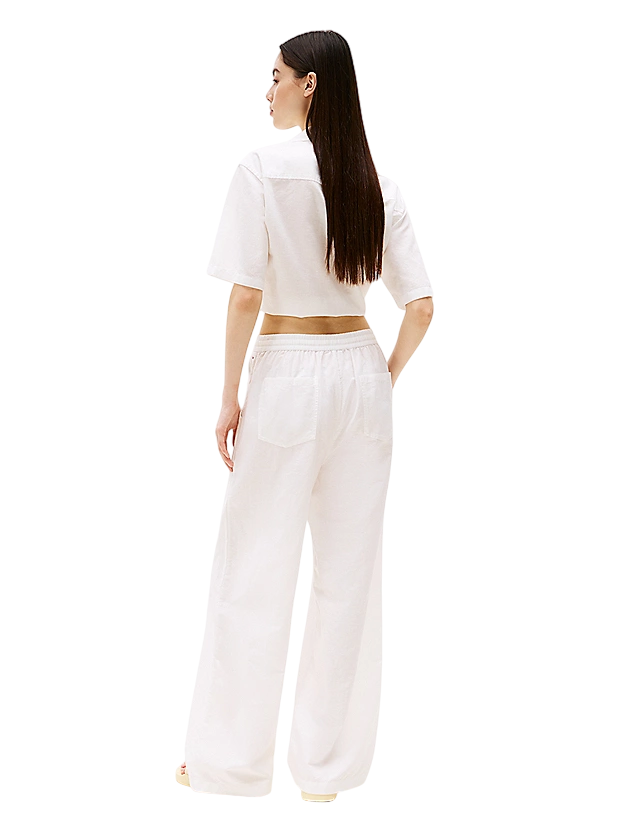 Pantaloni larghi in misto lino