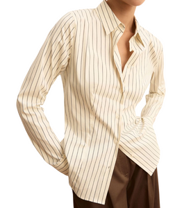 Camicia da donna in popeline stretch a righe