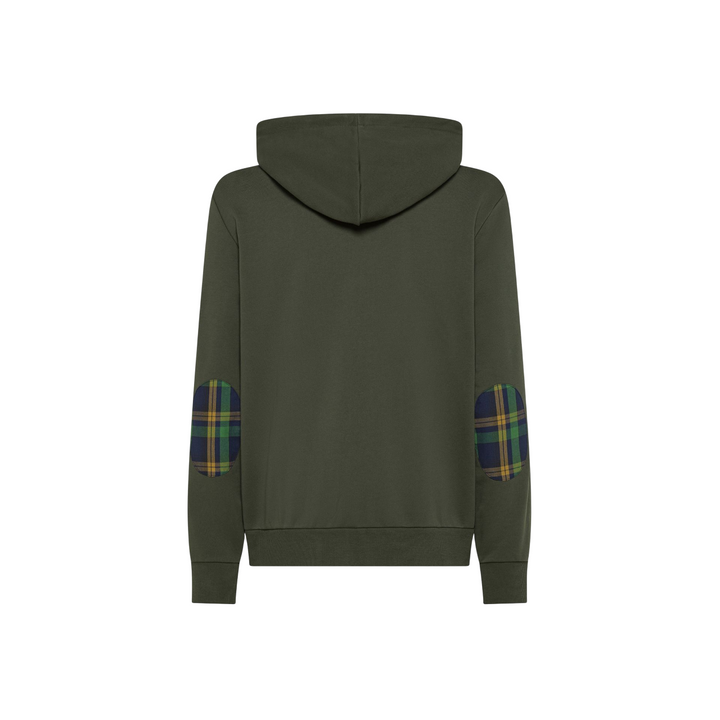 Felpa da uomo in misto cotone con cappuccio e zip militare scuro