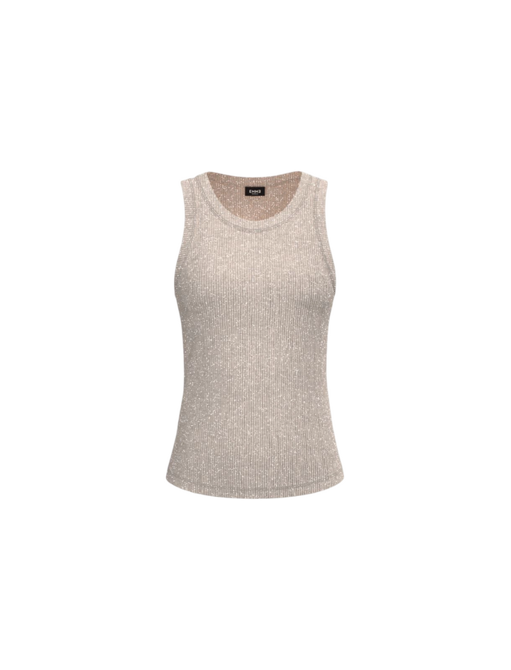 Top a canotta da donna con lamé beige