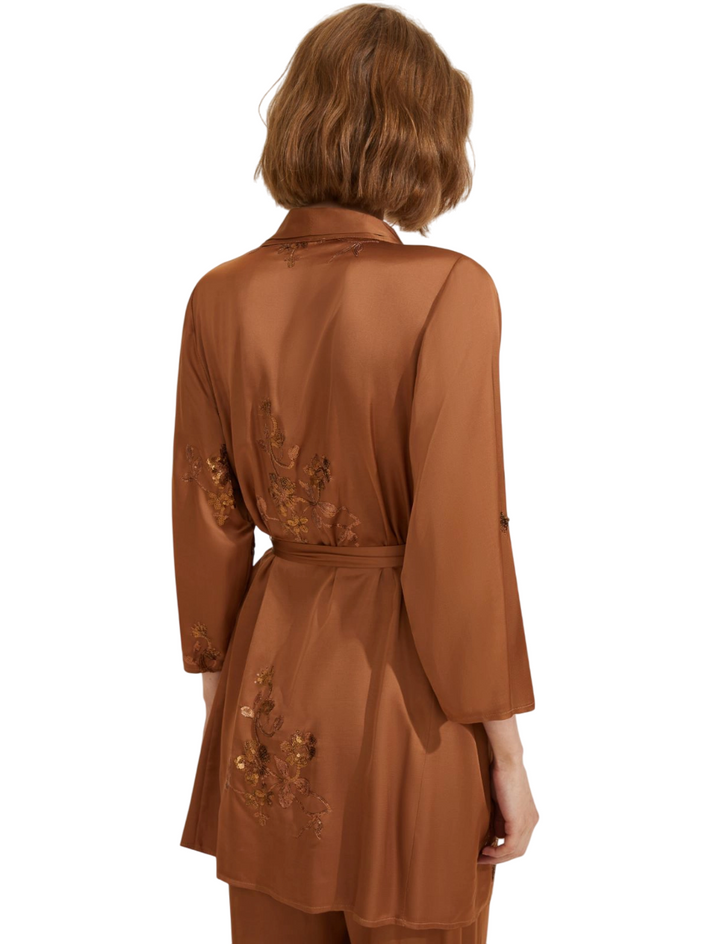 Kimono corto con paillette color tabacco