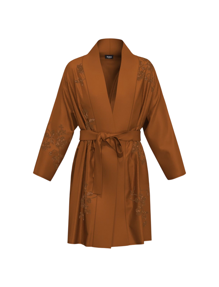 Kimono corto con paillette color tabacco