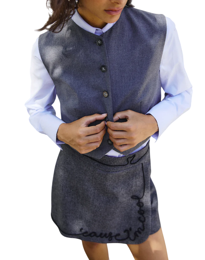 Gilet da donna in fresco lana stretch grigio