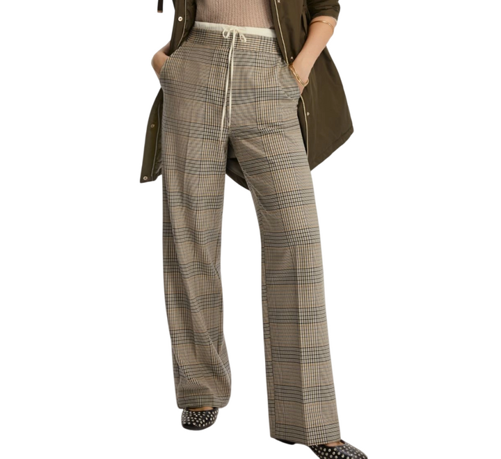 Pantalone con doppia cintura in gabardina stretch