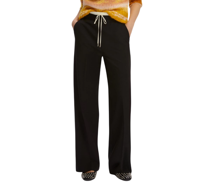 Pantaloni da donna  neri con doppia cintura