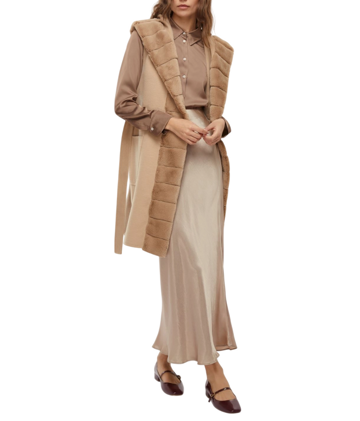 Gilet da donna beige con cintura