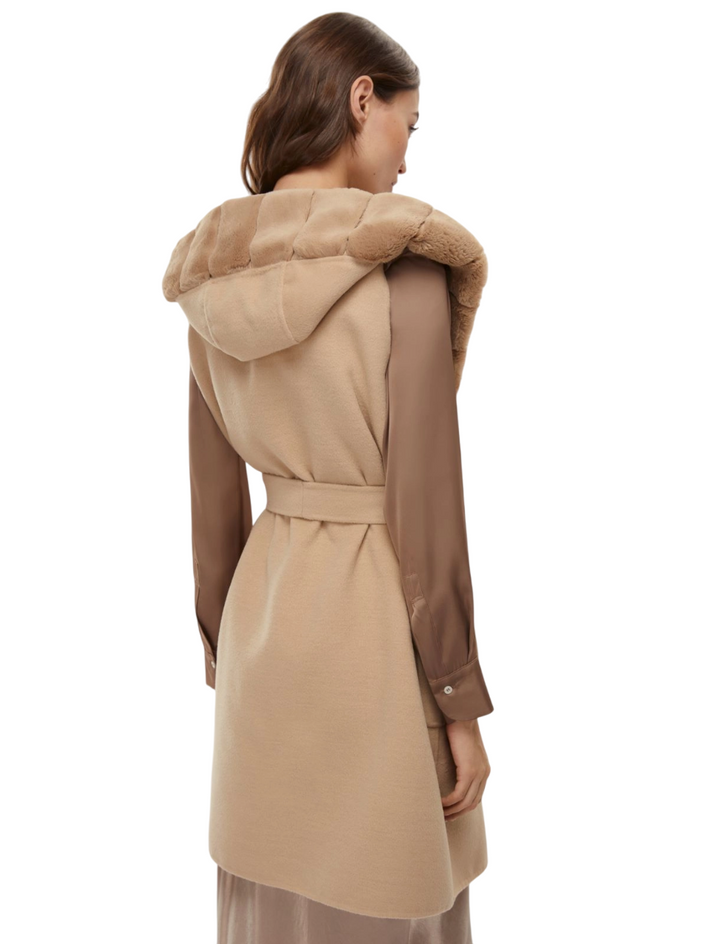 Gilet da donna beige con cintura