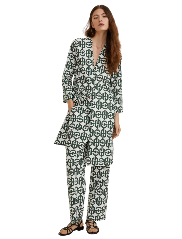 Abito chemisier in cotone stretch - Verde