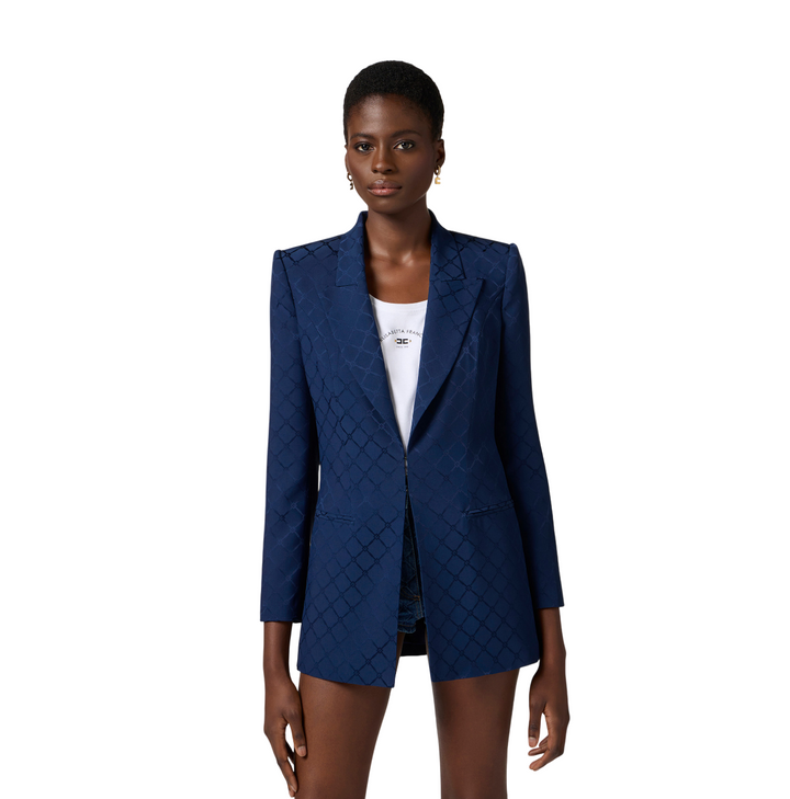 Giacca da donna in satin con losanga jacquard