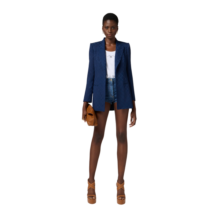 Giacca da donna in satin con losanga jacquard