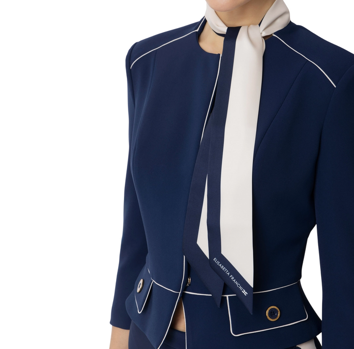 Giacca da donna in crêpe con foulard bicolore