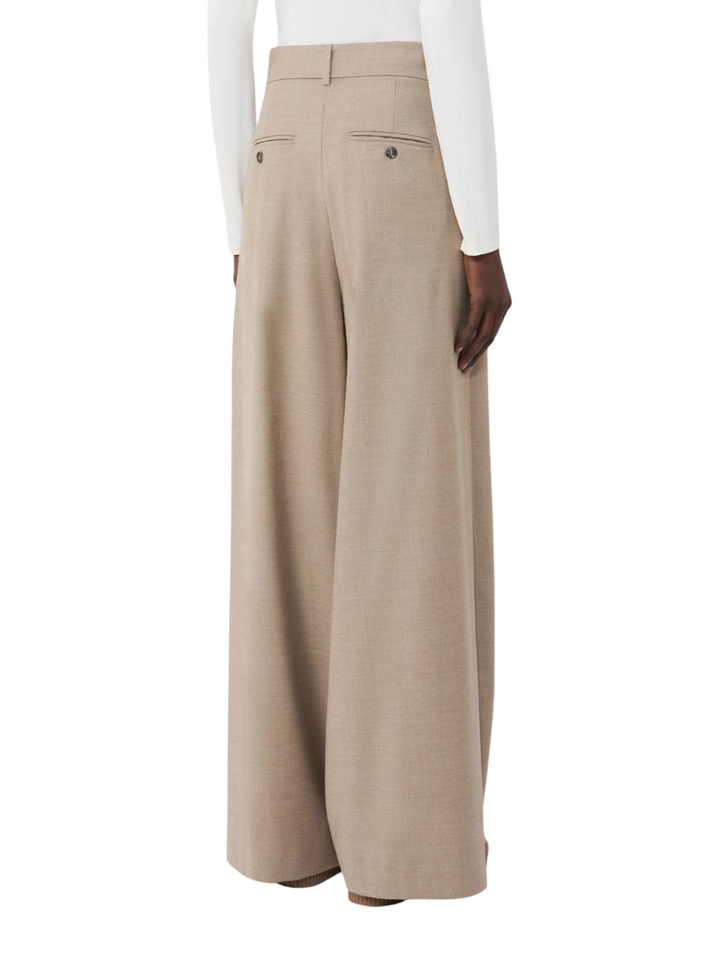 Pantaloni a palazzo da donna in flanella beige