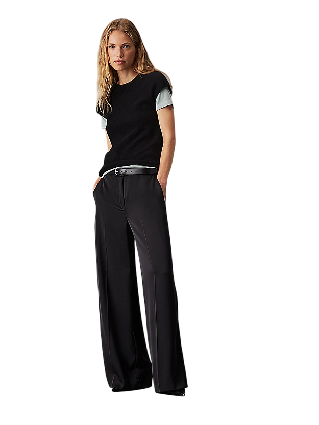 Pantaloni dritti in satin tecnico