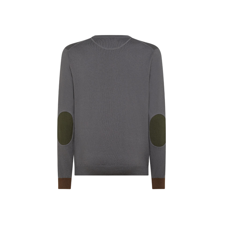 Maglia in lana e cotone da uomo con patch grigio scuro