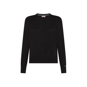 Cardigan da donna in lana e cotone nero