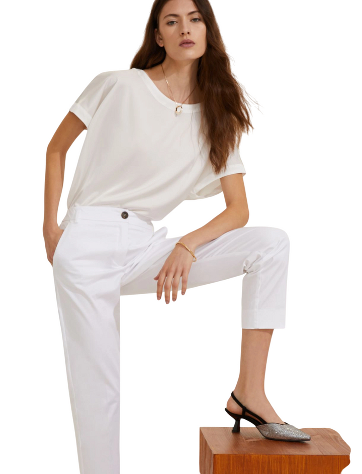 Blusa in raso stretch - Bianco