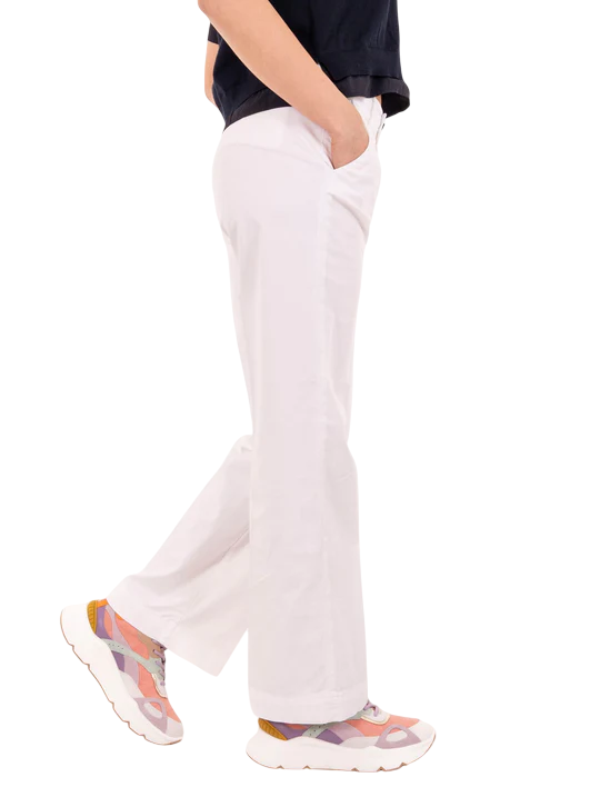 Pantalone  Roy Roger's in Cotone e Lyocell Bianco