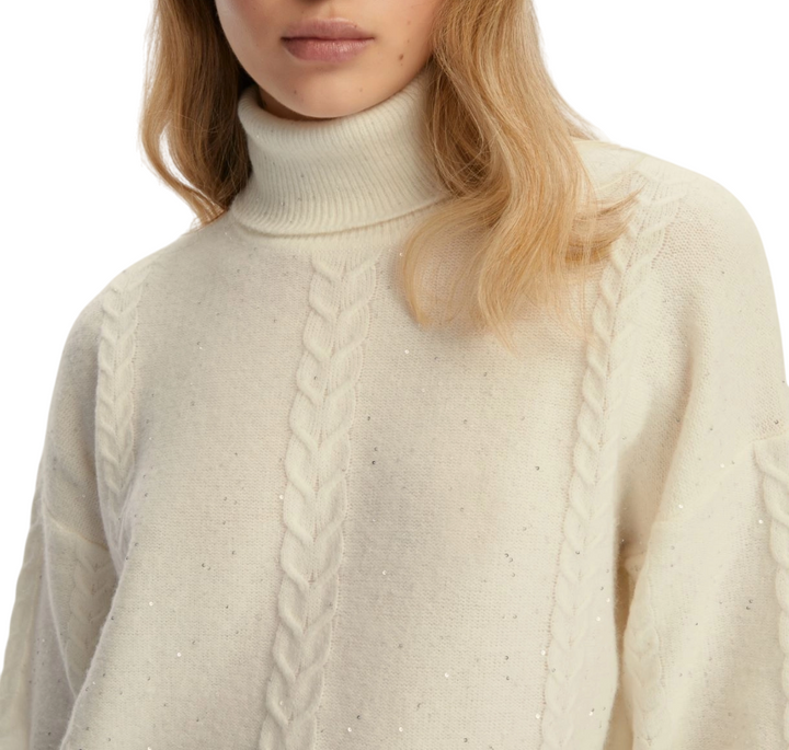 Maglia svasata con paiettes bianca