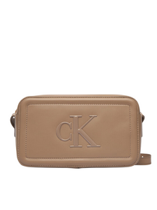 Borsa a tracolla con logo beige