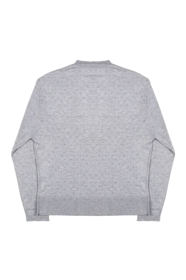 Maglia a V da donna con strass grigio medio