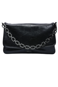Borsa da donna a spalla nera in pelle sauvage