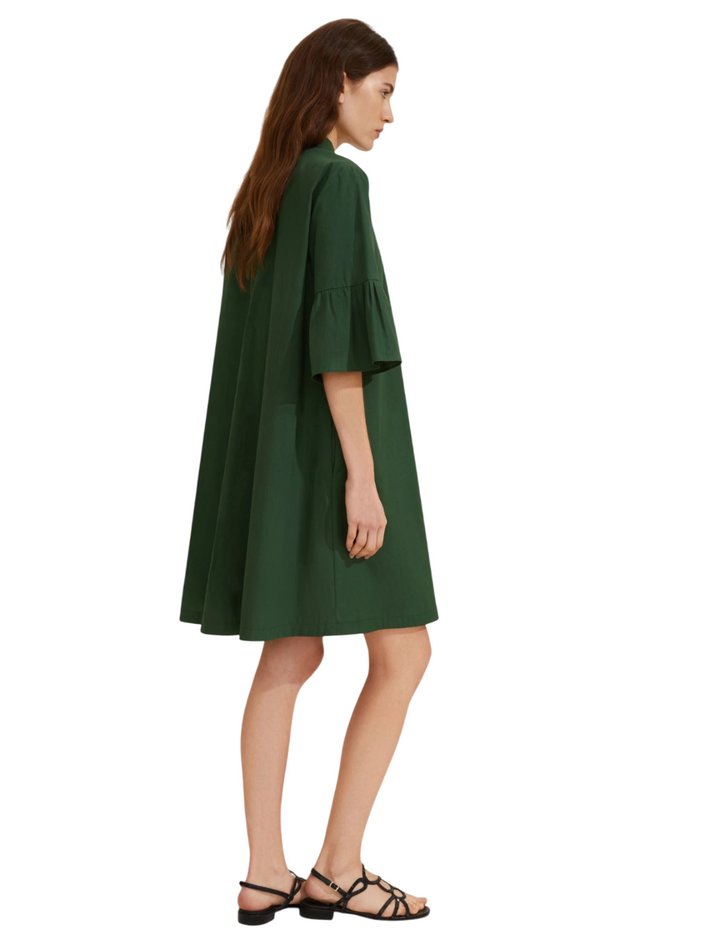 Abito da donna svasato in popeline verde