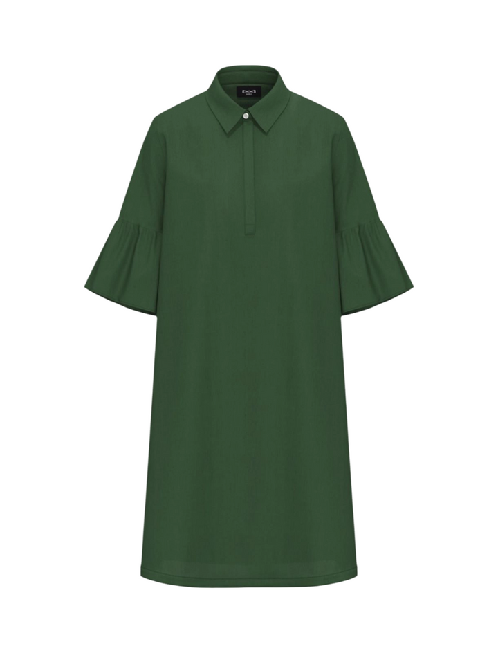 Abito da donna svasato in popeline verde