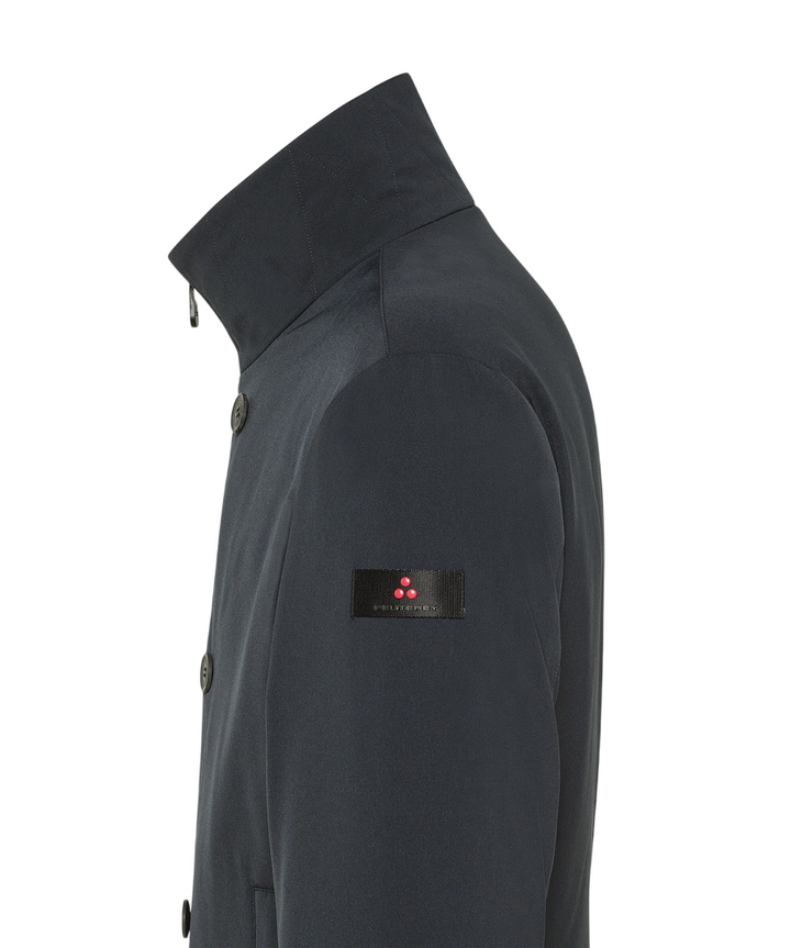 Giacca doppiopetto da uomo in tessuto stretch blu grafite