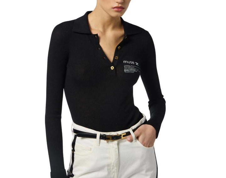 Polo in maglia con dettaglio lettering