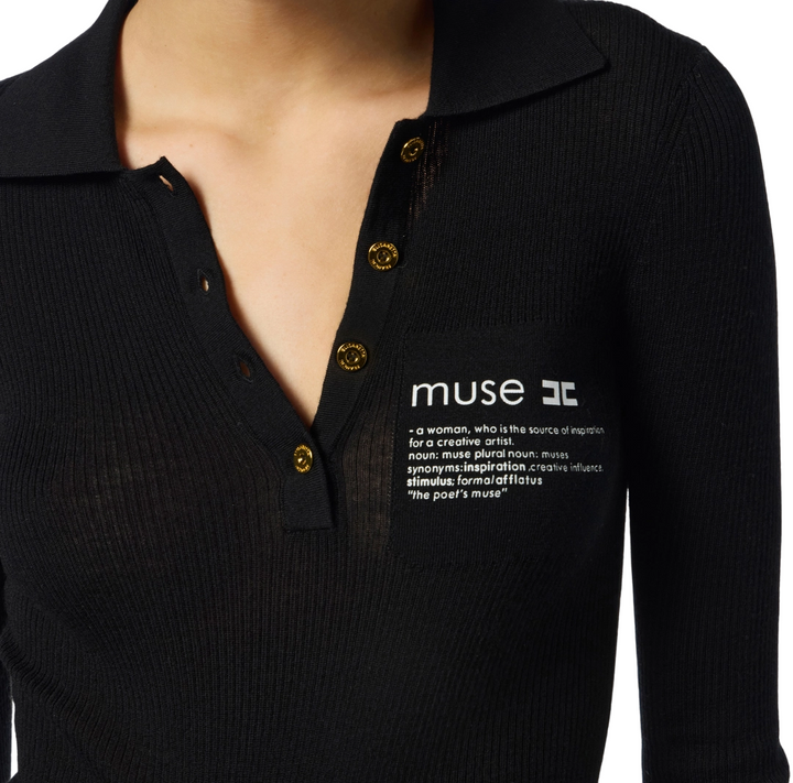 Polo in maglia con dettaglio lettering