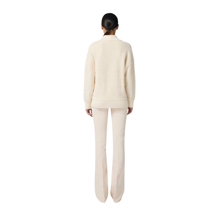 Cardigan in ciniglia bouclé con bottoni gioiello