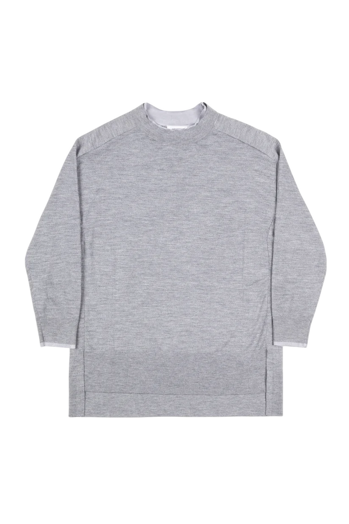 Maglia girocollo da donna in pura lana grigia
