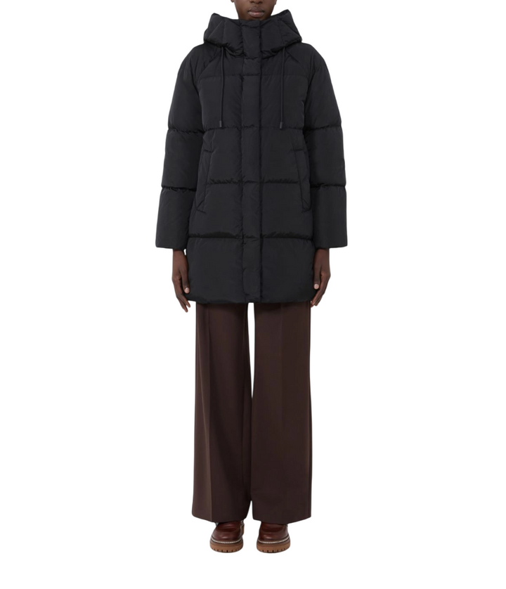 Parka midi da donna antigoccia nero