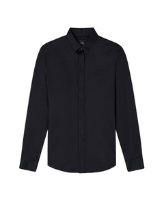 Camicia nera da uomo slim fit in cotone stretch