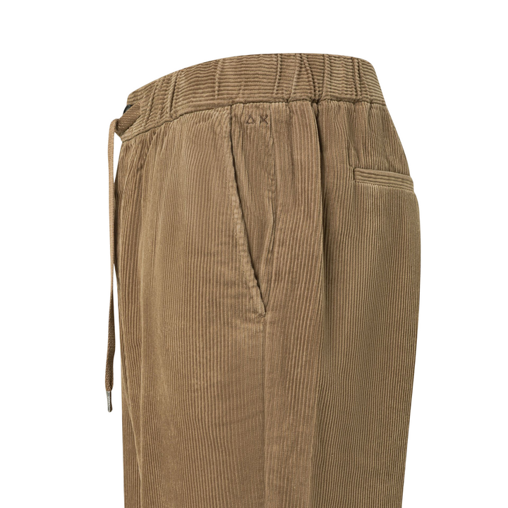 Pantaloni chino da uomo in velluto con coulisse beige