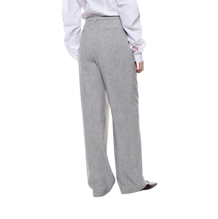 Pantaloni da donna a gamba larga con pinces grigio melange