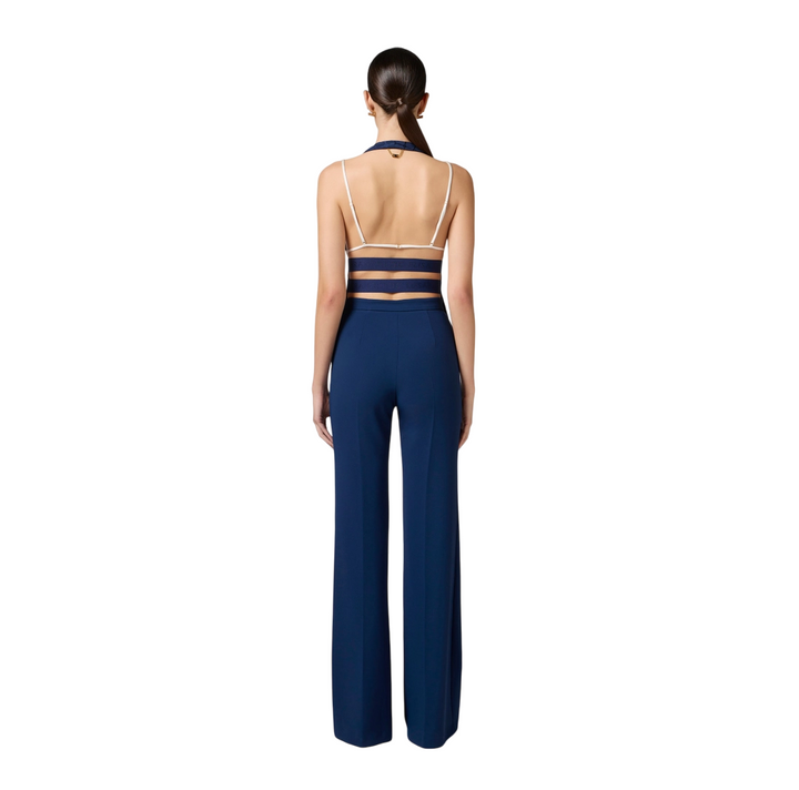Pantaloni da donna in crêpe con placca logo