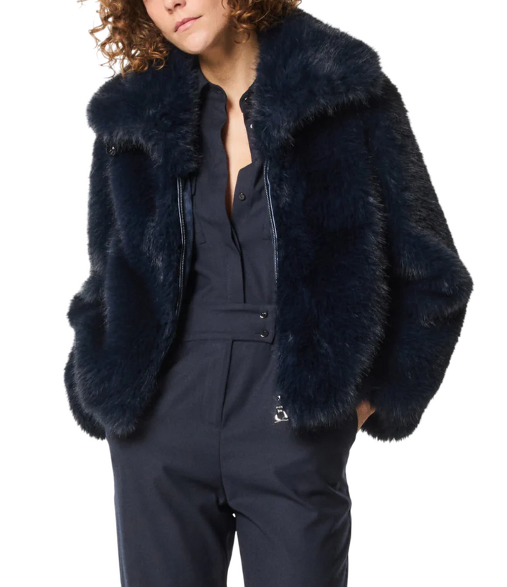 Ecopelliccia da donna navy blue