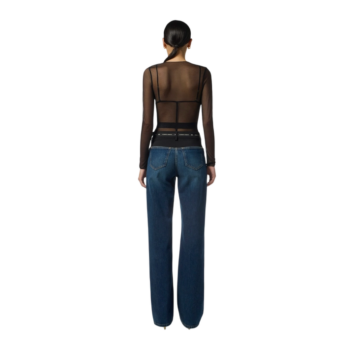 Pantaloni in denim e crêpe leggero
