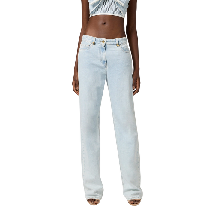 Jeans a palazzo con dettagli logo
