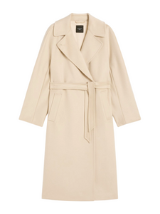 Cappotto da donna doppiopetto in lana avorio